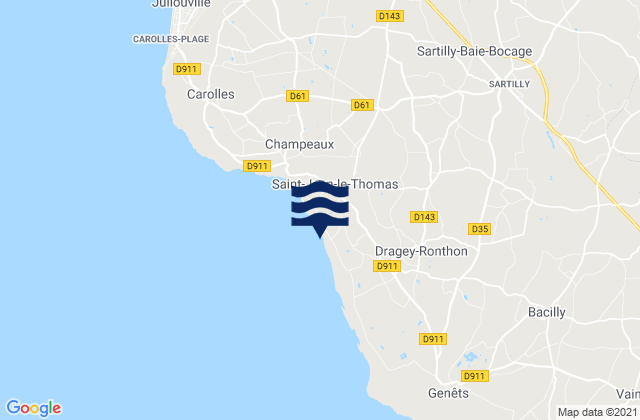 Mapa da tábua de marés em Sartilly, France