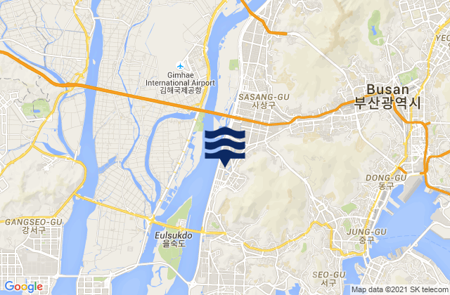 Mapa da tábua de marés em Sasang-gu, South Korea