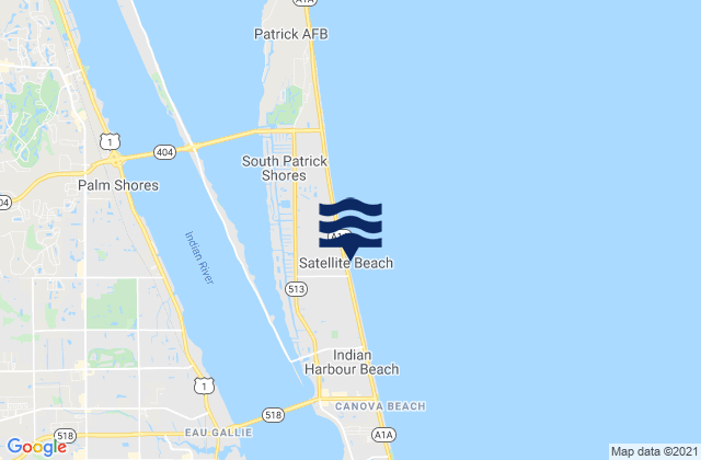 Mapa da tábua de marés em Satellite Beach, United States