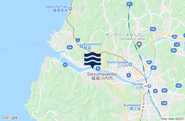 Mapa da tábua de marés em Satsumasendai, Japan