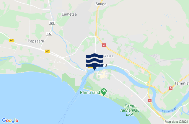 Mapa da tábua de marés em Sauga, Estonia