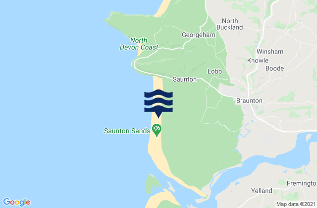 Mapa da tábua de marés em Saunton Sands, United Kingdom