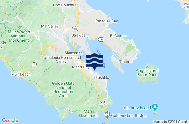 Mapa da tábua de marés em Sausalito (Corps Of Engineers Dock), United States
