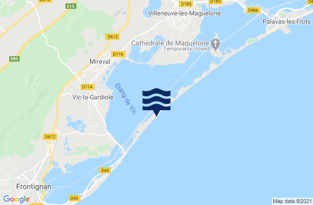 Mapa da tábua de marés em Saussan, France