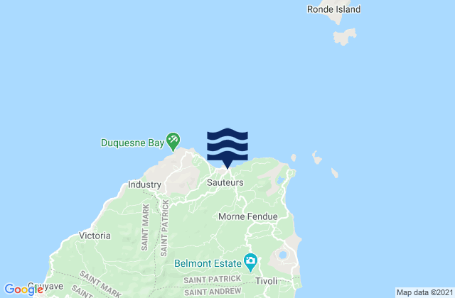 Mapa da tábua de marés em Sauteurs, Grenada