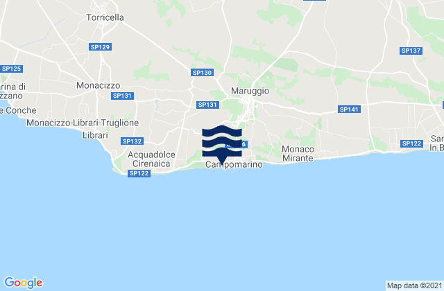 Mapa da tábua de marés em Sava, Italy