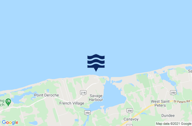 Mapa da tábua de marés em Savage Harbour, Canada