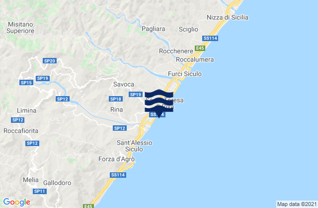 Mapa da tábua de marés em Savoca, Italy