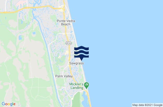 Mapa da tábua de marés em Sawgrass, United States