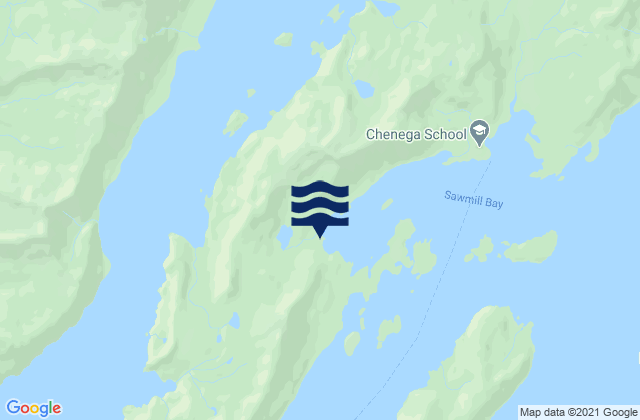 Mapa da tábua de marés em Sawmill Bay Evans Island, United States