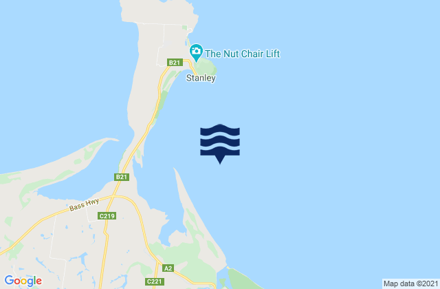 Mapa da tábua de marés em Sawyer Bay, Australia