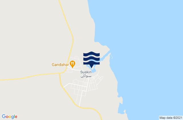 Mapa da tábua de marés em Sawākin, Sudan