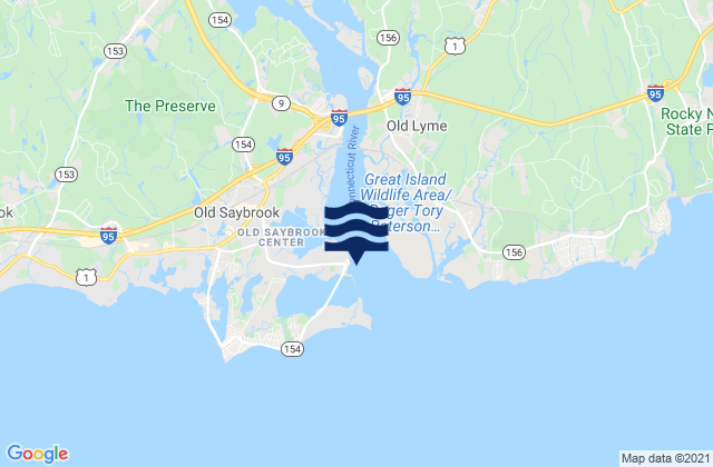 Mapa da tábua de marés em Saybrook Channel, United States