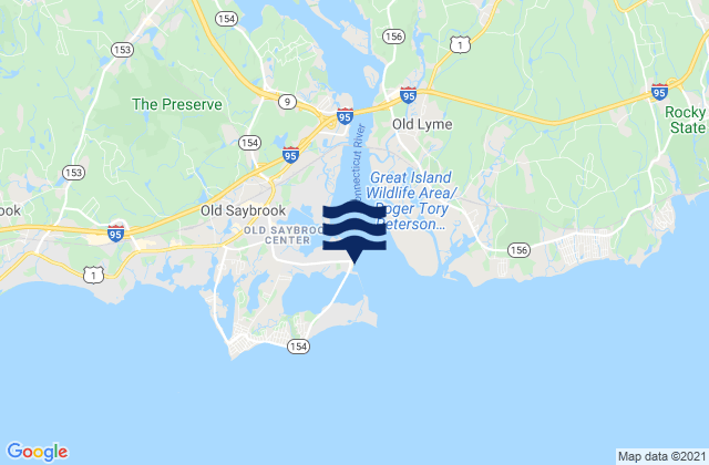 Mapa da tábua de marés em Saybrook Point, United States