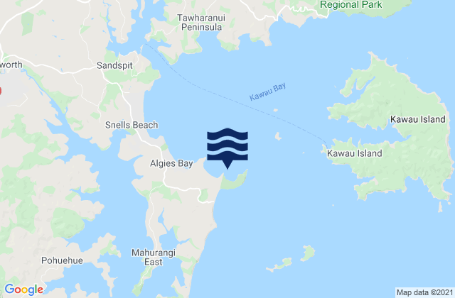 Mapa da tábua de marés em Scandretts Bay, New Zealand