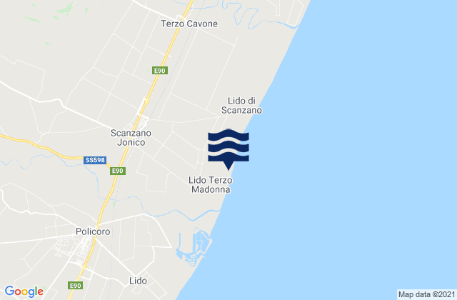Mapa da tábua de marés em Scanzano Jonico, Italy