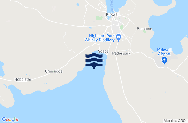 Mapa da tábua de marés em Scapa Bay, United Kingdom