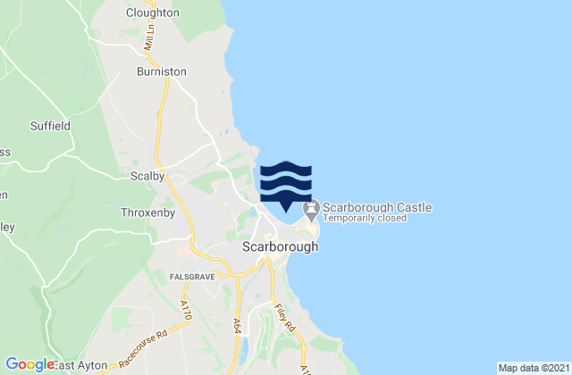 Mapa da tábua de marés em Scarborough - North Bay, United Kingdom