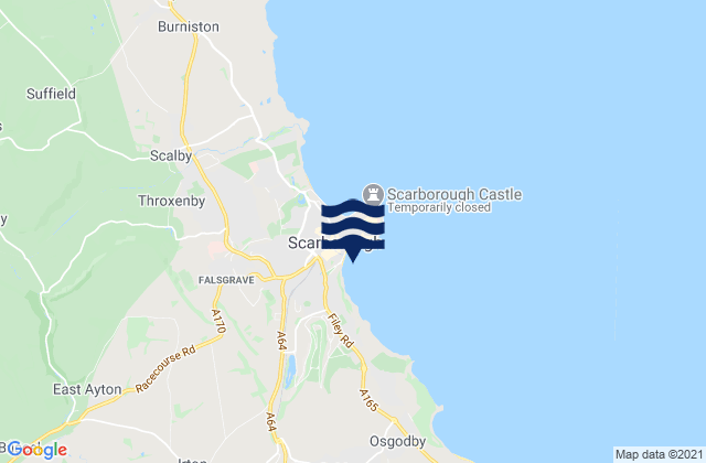 Mapa da tábua de marés em Scarborough - South Bay, United Kingdom