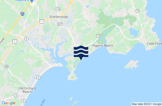 Mapa da tábua de marés em Scarborough Beach, United States