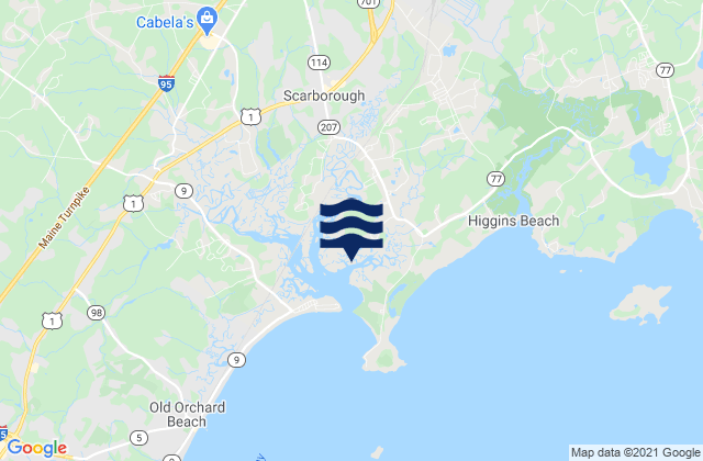 Mapa da tábua de marés em Scarborough, United States