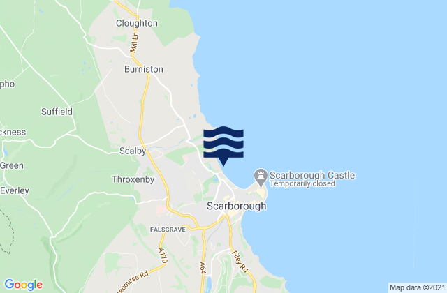 Mapa da tábua de marés em Scarborough North Bay Beach, United Kingdom