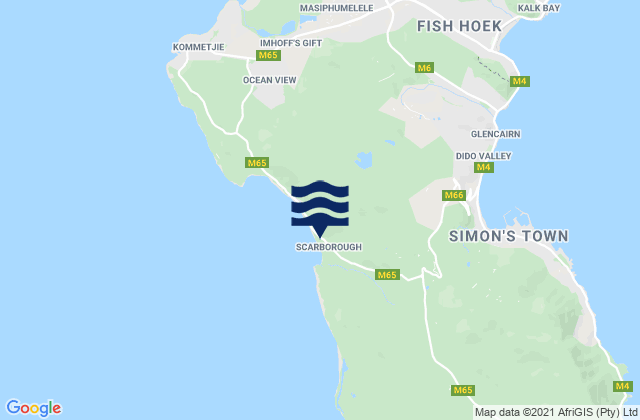 Mapa da tábua de marés em Scarborough Point, South Africa
