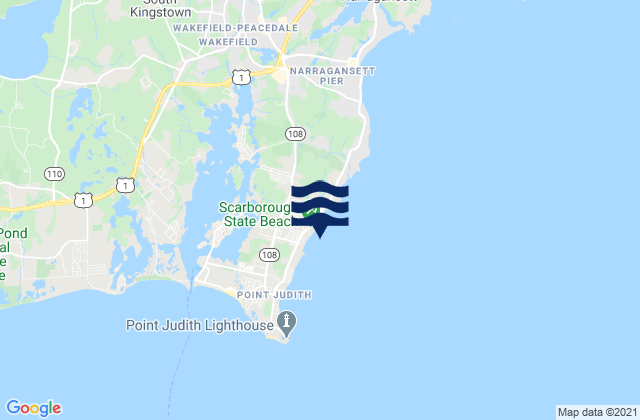 Mapa da tábua de marés em Scarborough State Beach, United States