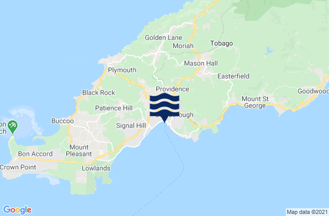 Mapa da tábua de marés em Scarborough, Trinidad and Tobago