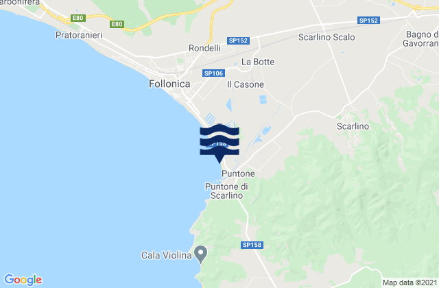 Mapa da tábua de marés em Scarlino, Italy