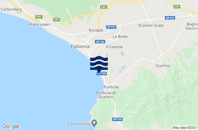 Mapa da tábua de marés em Scarlino Scalo, Italy