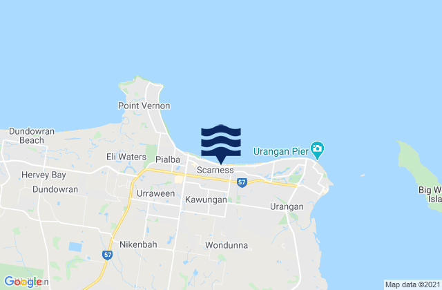 Mapa da tábua de marés em Scarness, Australia
