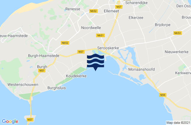 Mapa da tábua de marés em Schelphoek, Netherlands