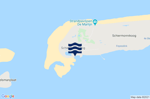 Mapa da tábua de marés em Schiermonnikoog, Netherlands