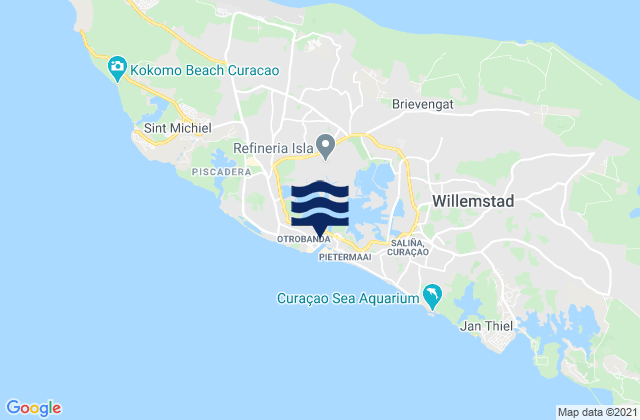 Mapa da tábua de marés em Schottegat Curacao, Venezuela