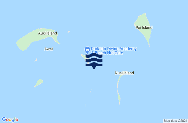 Mapa da tábua de marés em Schouten Islands, Indonesia