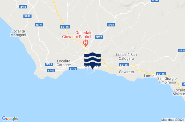 Mapa da tábua de marés em Sciacca, Italy
