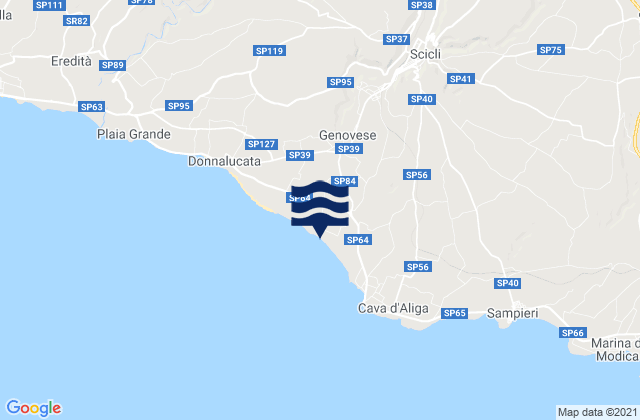 Mapa da tábua de marés em Scicli, Italy