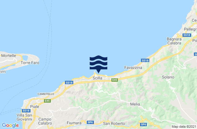 Mapa da tábua de marés em Scilla, Italy