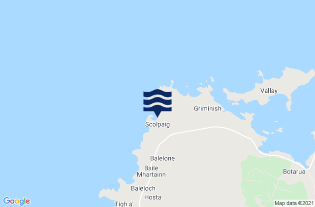 Mapa da tábua de marés em Scolpaig, United Kingdom