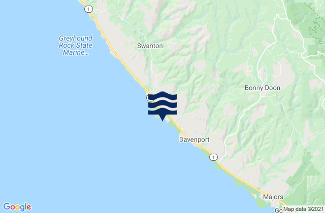Mapa da tábua de marés em Scott Creek-Beach, United States