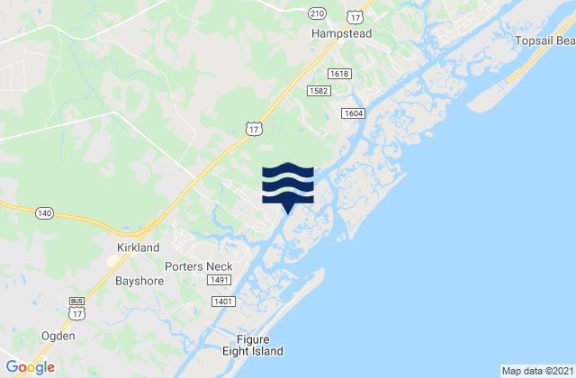 Mapa da tábua de marés em Scotts Hill Marina, United States