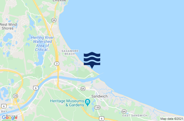 Mapa da tábua de marés em Scusset Beach Sandwich, United States