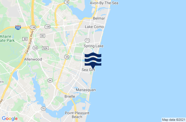 Mapa da tábua de marés em Sea Girt, United States