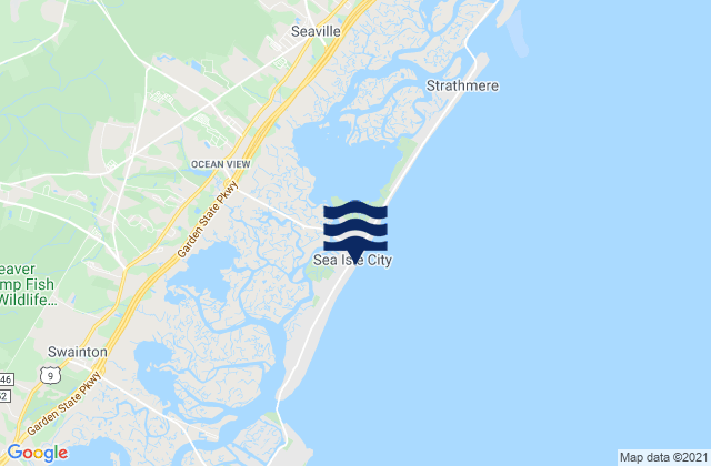 Mapa da tábua de marés em Sea Isle City, United States