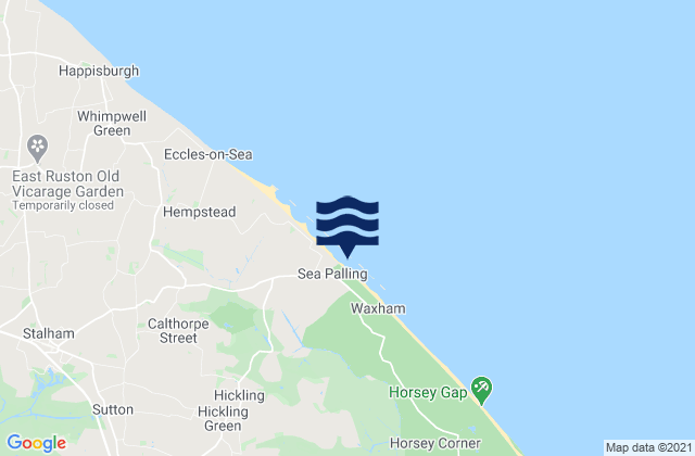 Mapa da tábua de marés em Sea Palling Beach, United Kingdom