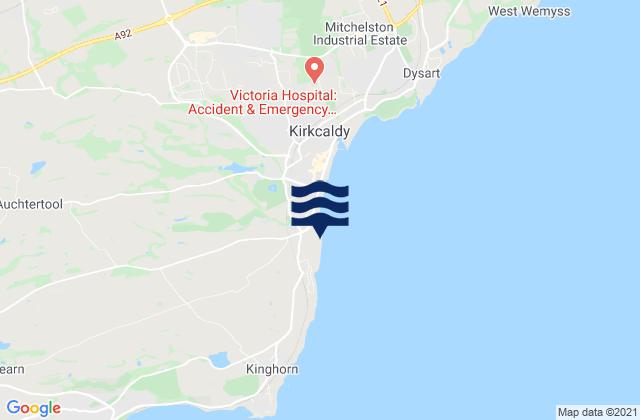 Mapa da tábua de marés em Seafield Beach, United Kingdom