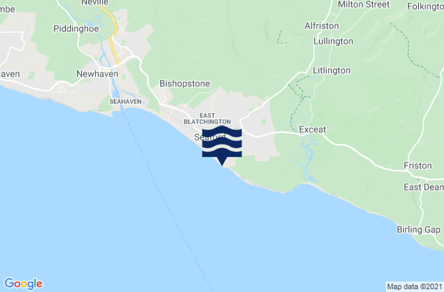 Mapa da tábua de marés em Seaford Bay Beach, United Kingdom