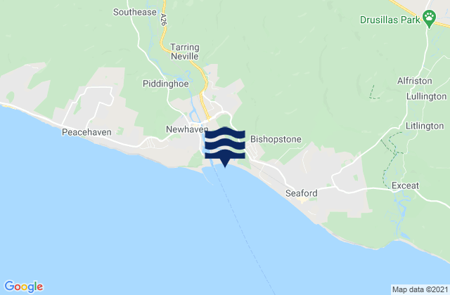 Mapa da tábua de marés em Seaford Bay, United Kingdom