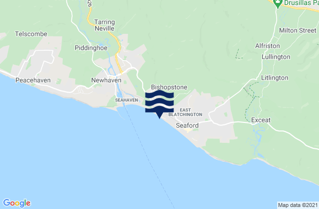 Mapa da tábua de marés em Seaford Dane Beach, United Kingdom